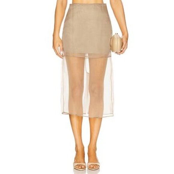 L'Academie by Marianna Blaire Midi Skirt in Taupe - Picture 2 of 5